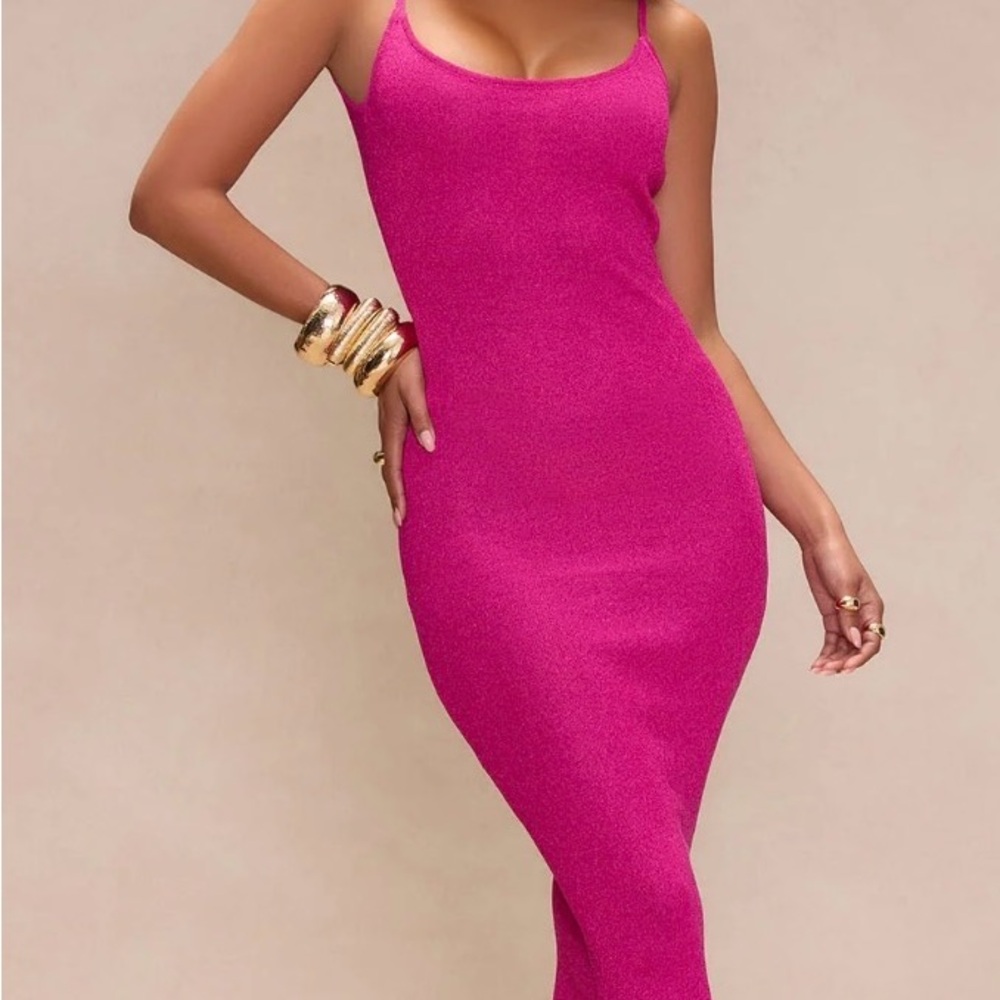 Adeline Glitter Maxi Dress L Magenta Pink party holiday new years wedding - Picture 3 of 5